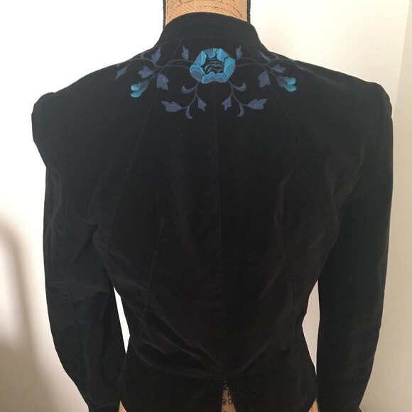 Lucky Brand Floral Embroidered Velvet Velour Blazer Jacket - Picture 5 of 7